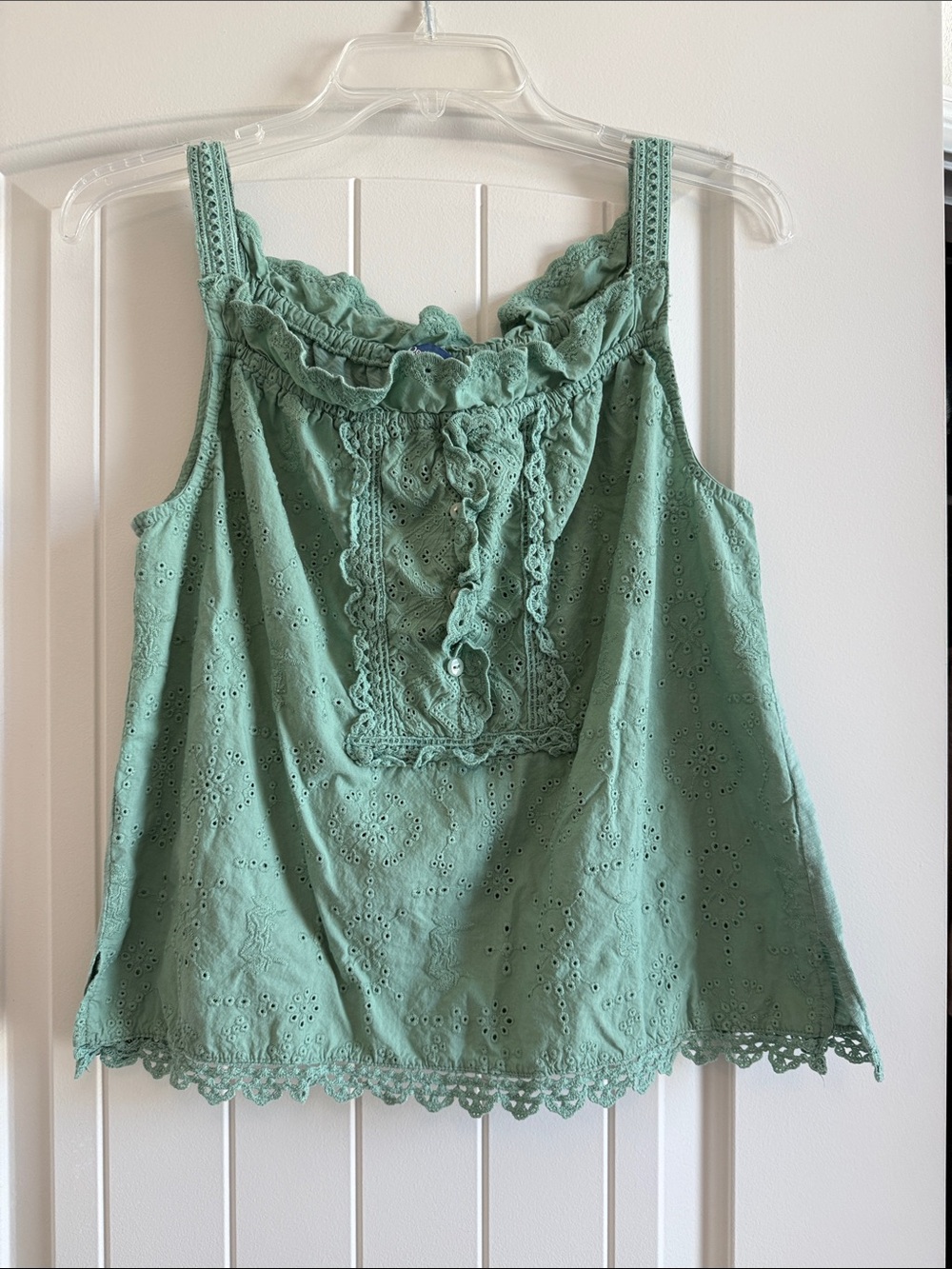 Democracy Sage Green Eyelet Lace Camisole Tank
